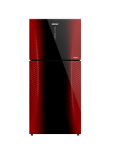 Homage HR-47562 Tech Inverter Glass Door 16 Cu Ft Refrigerator – Maroon Glass front view