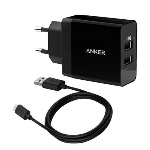 Anker 24W 2-Port USB Wall Charger And Micro USB 3ft Cable – Black        Anker 24W 2-Port USB Wall Charger And Micro USB 3ft Cable – Black price in pakistan   