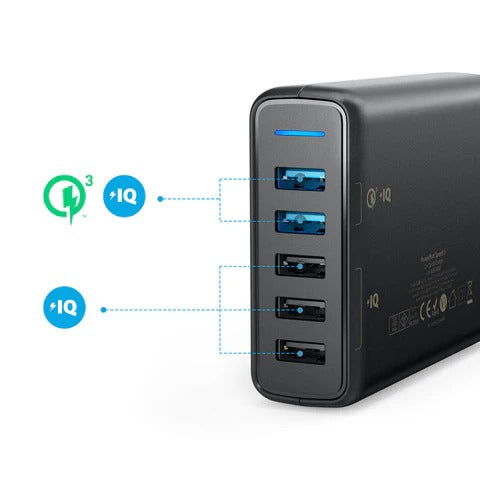 Anker – A2054L11 PowerPort Speed 5 with Dual Quick Charge 3.0  Black   Anker – A2054L11 PowerPort Speed 5 with Dual Quick Charge 3.0  Black  price in pakistan   Anker