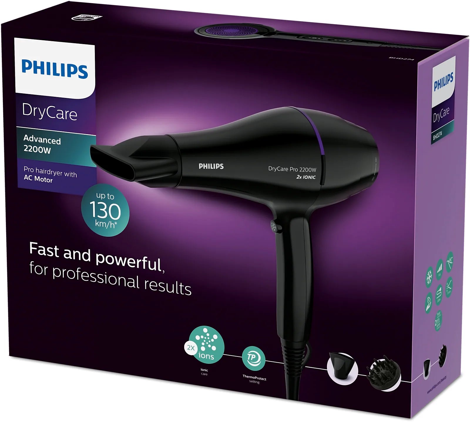 Philips BHD274/03 DryCare Pro Hair Dryer with Diffuser - image 5