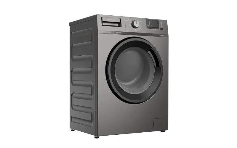 Dawlance DWF 7310 INV Manhattan Grey front load washing machine, side angled view