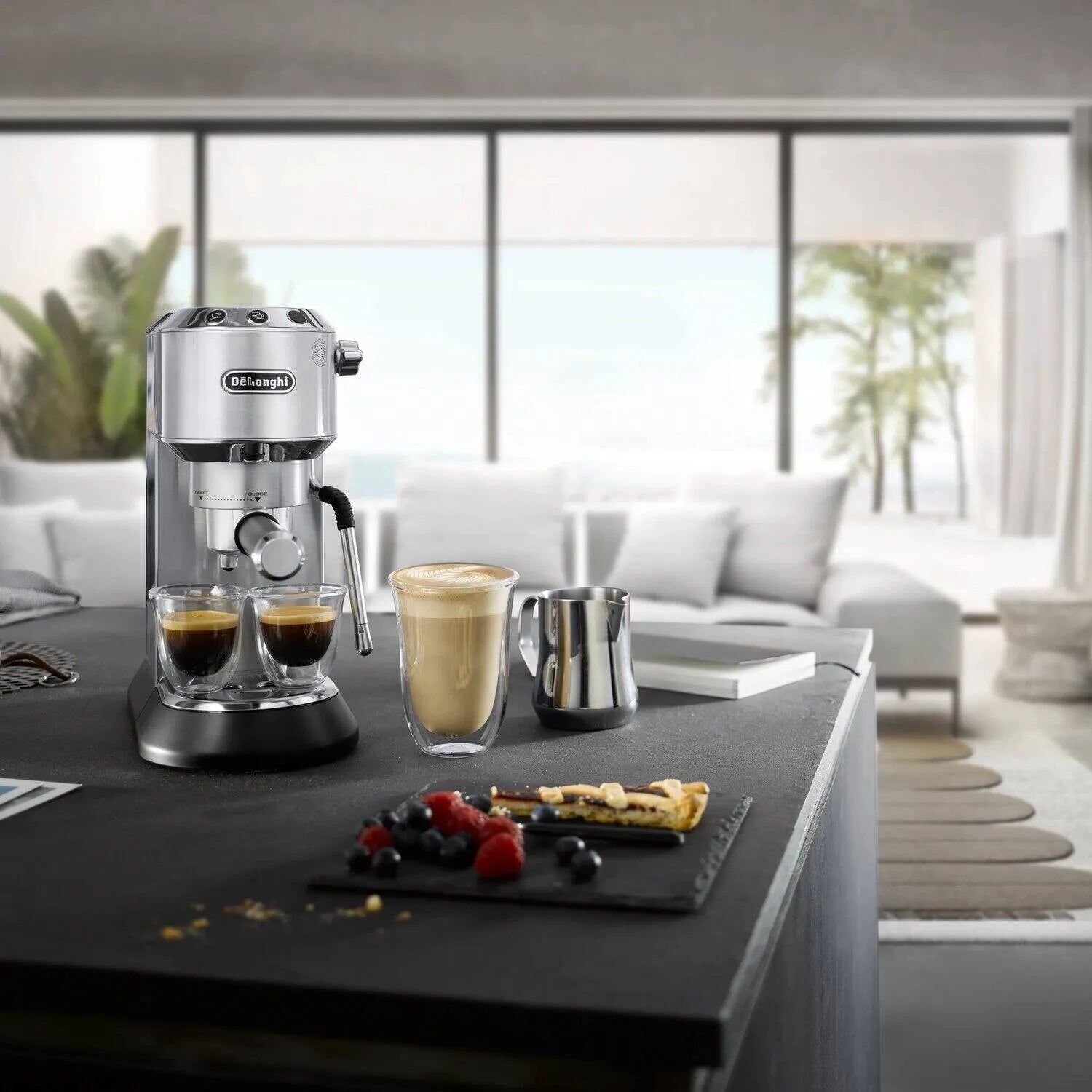 Delonghi EC885 side view | Delonghi Dedica Arte EC885 Espresso Machine | ShandaarBuy
