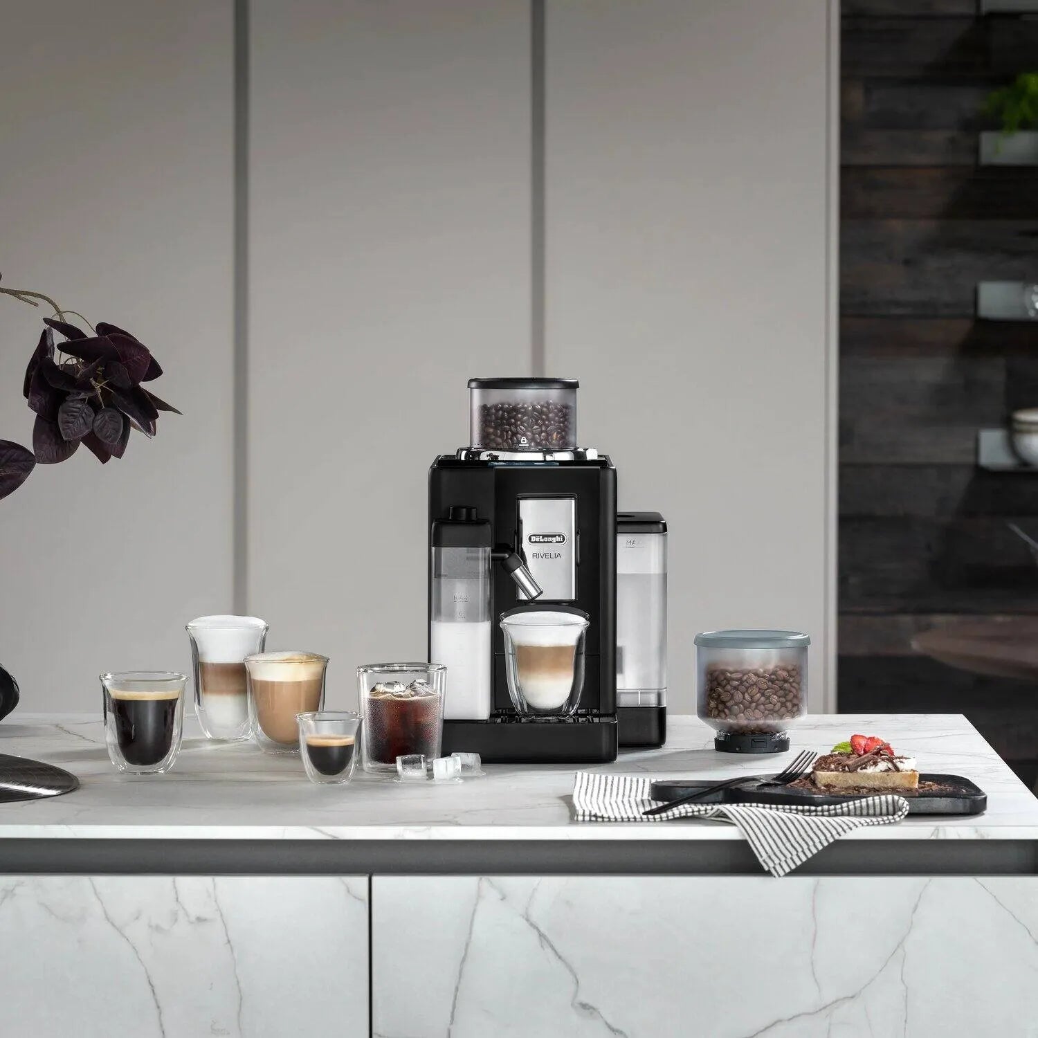 Delonghi EXAM440.55 side view | Delonghi Rivelia EXAM440.55 Bean-to-Cup Coffee Maker | ShandaarBuy