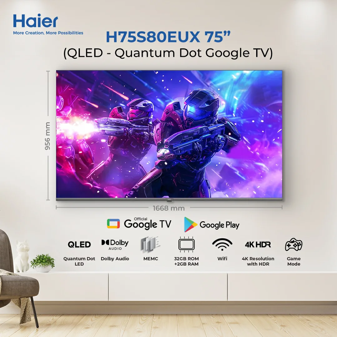 Haier 75 inch QLED TV 
Haier 75 inch Qled tv price in pakistan 
Haier 75 inch qled tv
