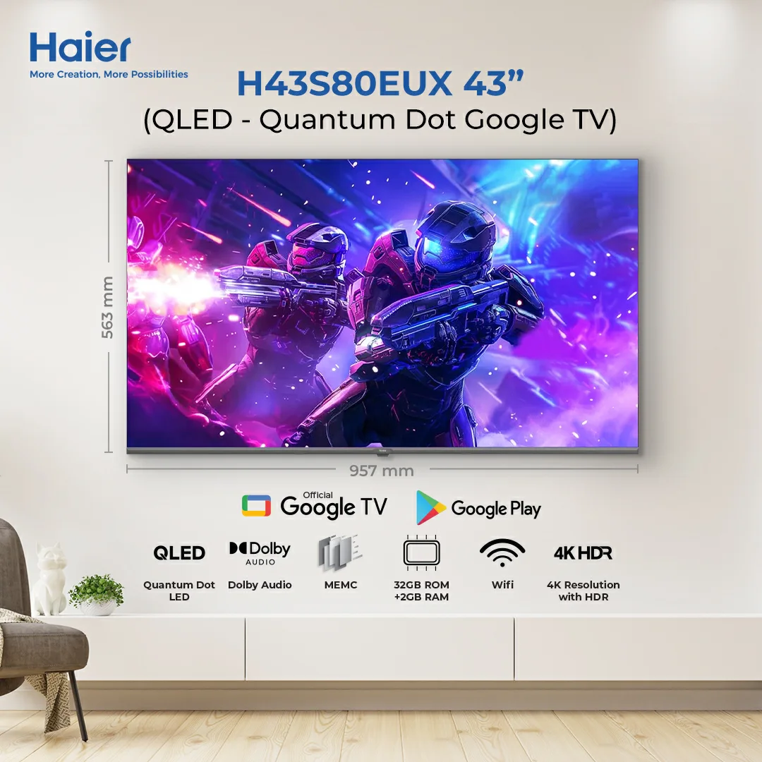 Haier 43 inch Qled smart tv
Haier 43 inch Qled smart tv price in pakistan
Haier QLED TV
