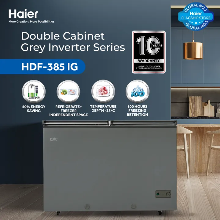 Haier HDF-385IG Inverter Double Door Deep Freezer buy best online 