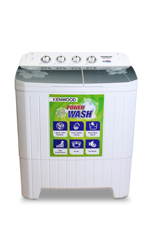 Kenwood KWM-211059 SAG Power Wash twin tub washing machine in Silver Flower