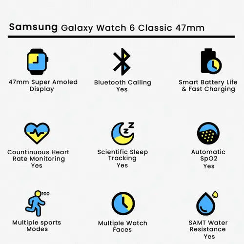  Samsung Galaxy Watch 6 Classic 47mm Smart Watch Smart WatcheS   MI watche smart watches    Andorid watches  Samsung