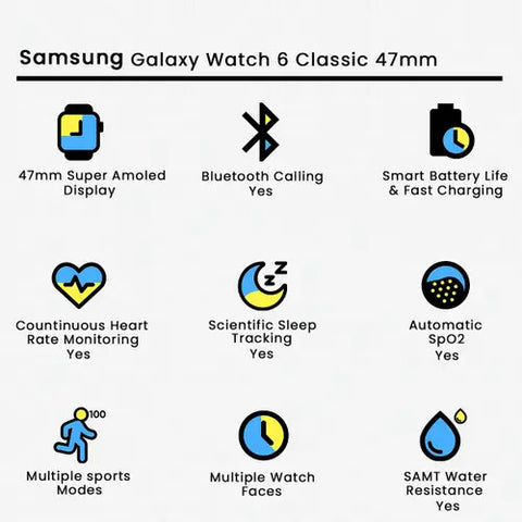  Samsung Galaxy Watch 6 Classic 47mm Smart Watch Smart WatcheS   MI watche smart watches    Andorid watches  Samsung