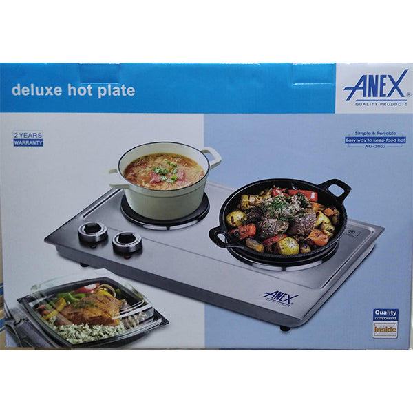 Anex AG-3062 Stainless Steel Double Hot Plate with 2500W power capacity for cooking