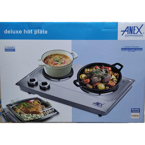 Anex AG-3062 Stainless Steel Double Hot Plate with 2500W power capacity for cooking