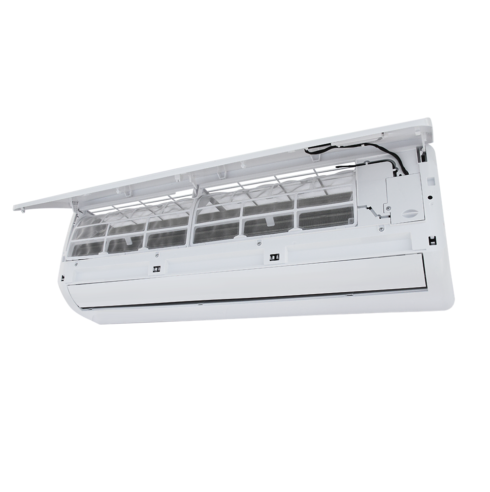"Dawlance 1.5 Ton Inverter AC indoor unit with front panel open showing filters"