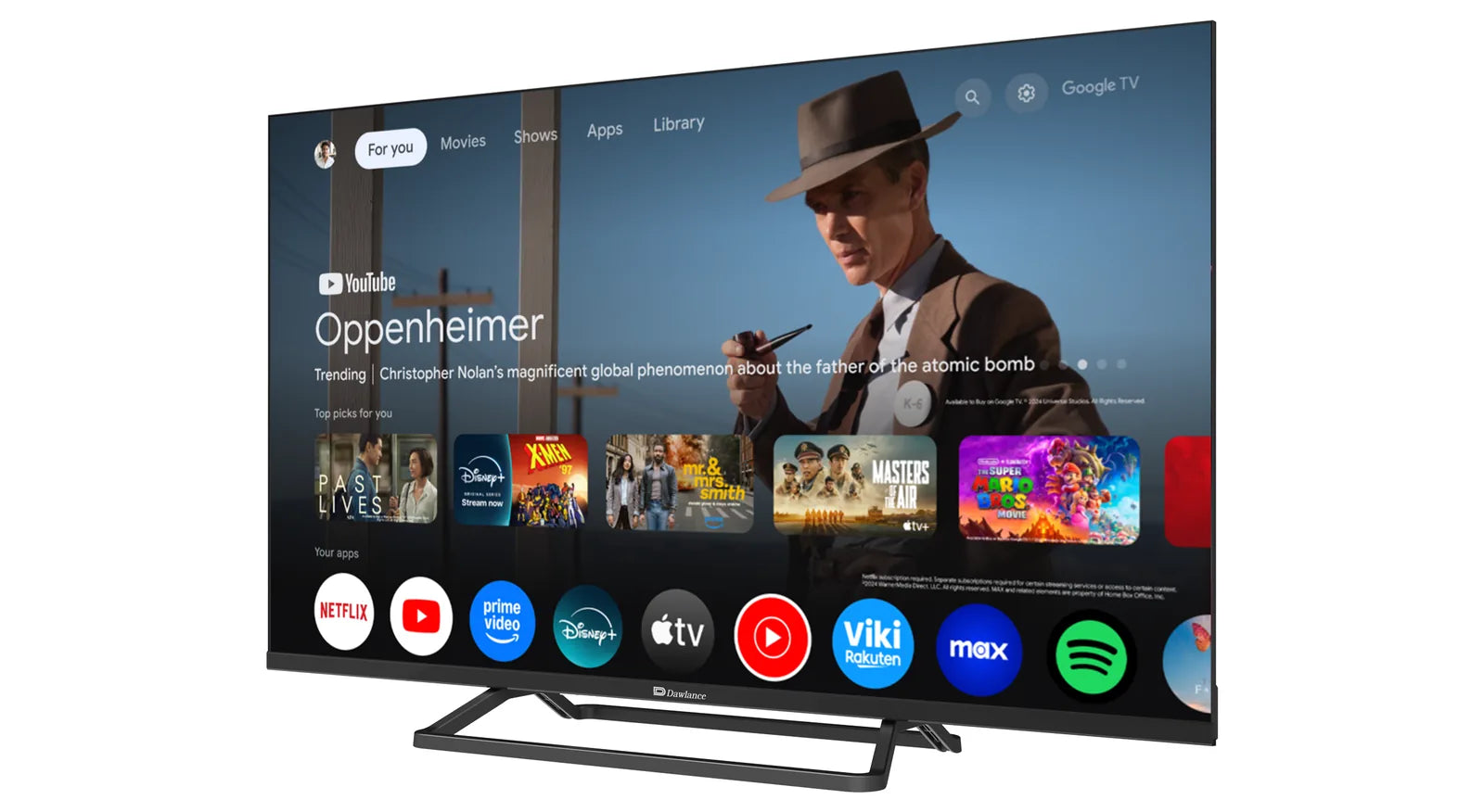 Dawlance 40" KORE+ QLED Google TV TV side view