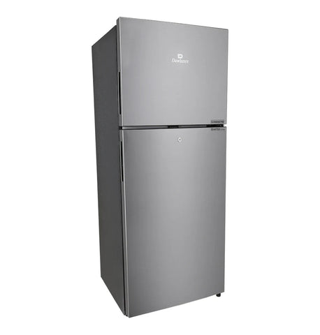 Dawlance 9173 WB FH LVS Chrome Pro Hairline Silver Refrigerator – angled view