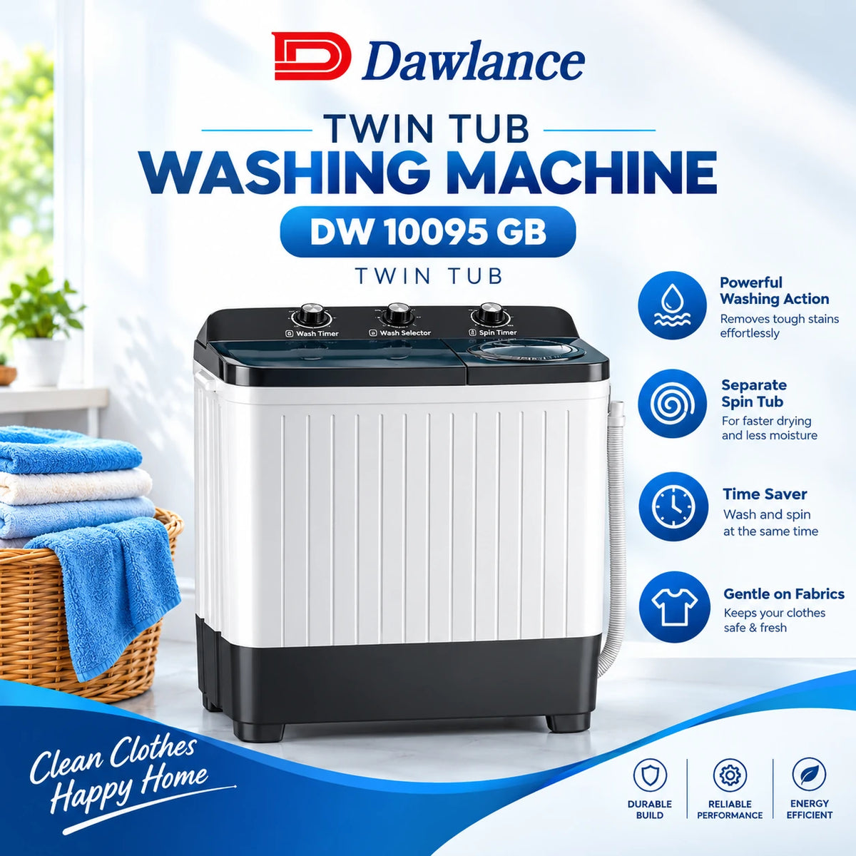 Dawlance DW 10095 GB Twin Tub Washing Machine Banner Front View