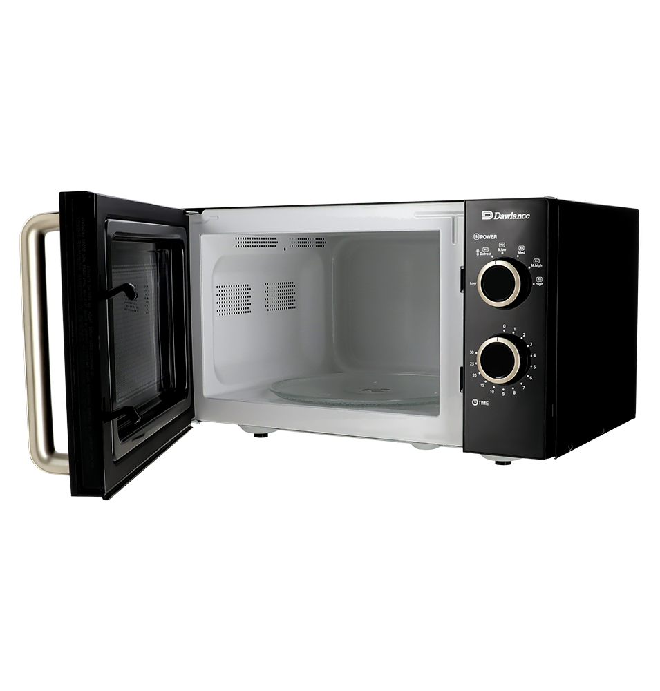Dawlance DW-374 Silver Heating Microwave Oven Open Door Angle View