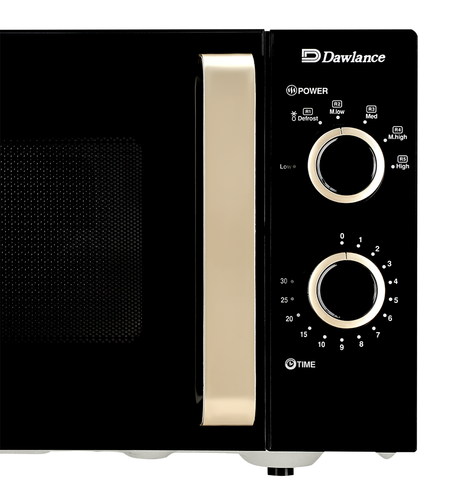 Dawlance DW-374 Silver Heating Microwave Oven Control Panel and Dials View