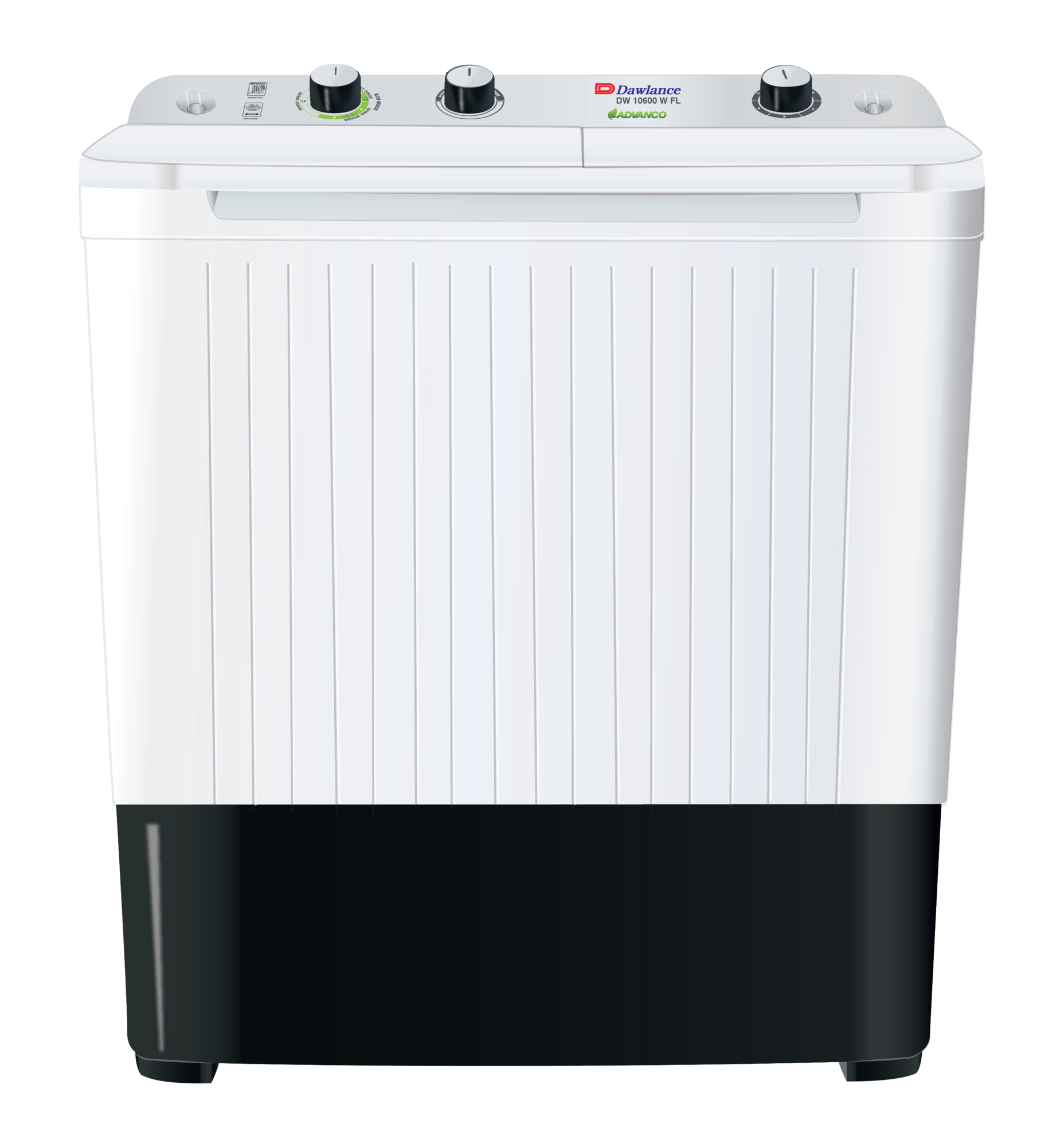 Dawlance DW 10600 W FL Advanco twin tub washing machine, angled view