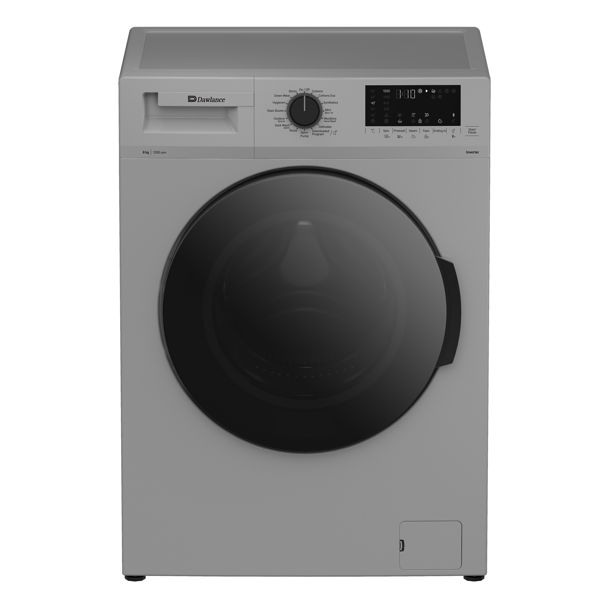Dawlance DWF 8201 S INV front load washing machine control panel and door