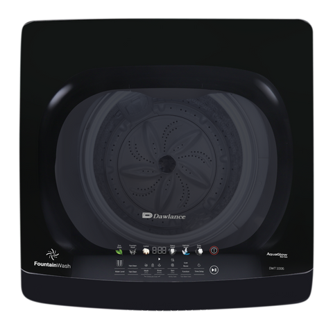 Dawlance DWT 1006 Mystic Grey control panel with FountainWash display