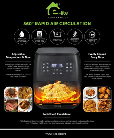 Elite EAF-001 alternate view | Elite EAF-001 7 Litre Digital Air Fryer | ShandaarBuy