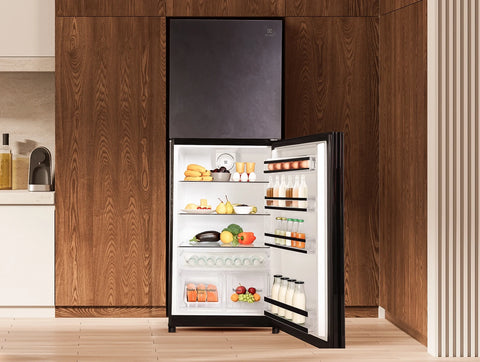 Electrolux ELR-460 INV GDF Direct Cool Inverter Top Mount Refrigerator 408L - Koriyan Glass - open doors showing interior