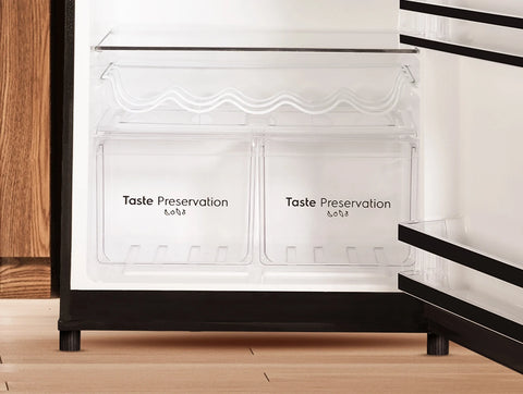 Electrolux ELR-460 INV GDF Direct Cool Inverter Top Mount Refrigerator 408L - Koriyan Glass - interior shelves close-up