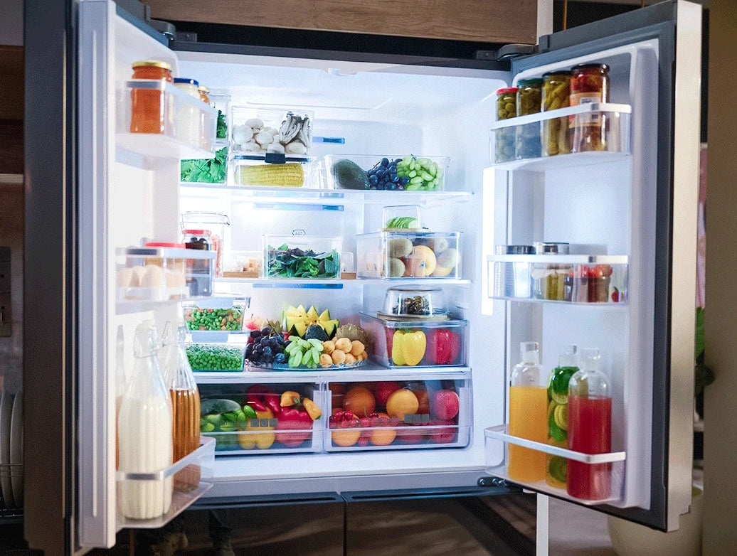 Electrolux ELR-I4D528 BG Cross Door No Frost Inverter Refrigerator 528L - Black Glass - open doors showing interior