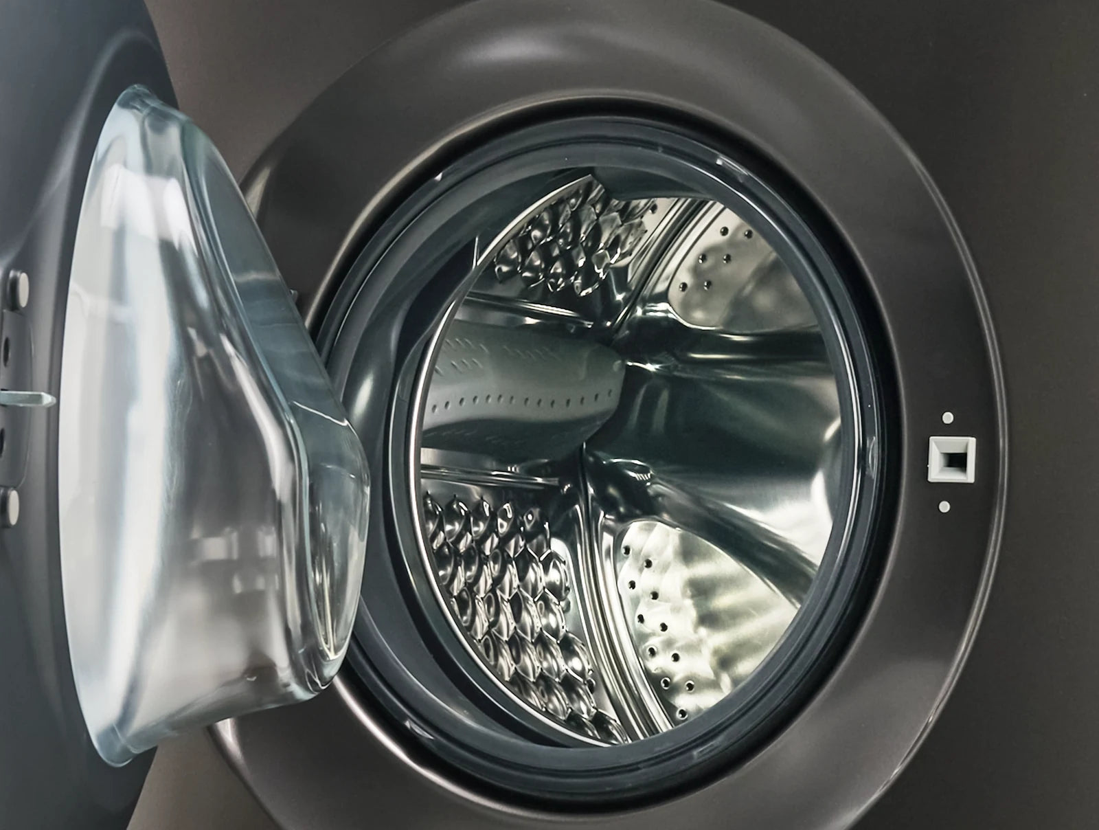 Electrolux ELWM-FL100 D G INV 10 kg Front Load Washer Dryer Inverter Fully Automatic - Black - open door drum view