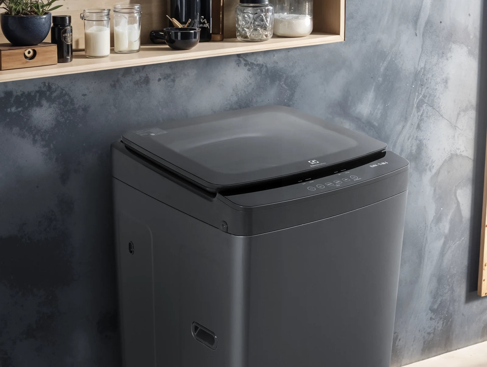 Electrolux ELWM-TL100 G Top Load Fully Automatic Washing Machine - Grey - lifestyle laundry view