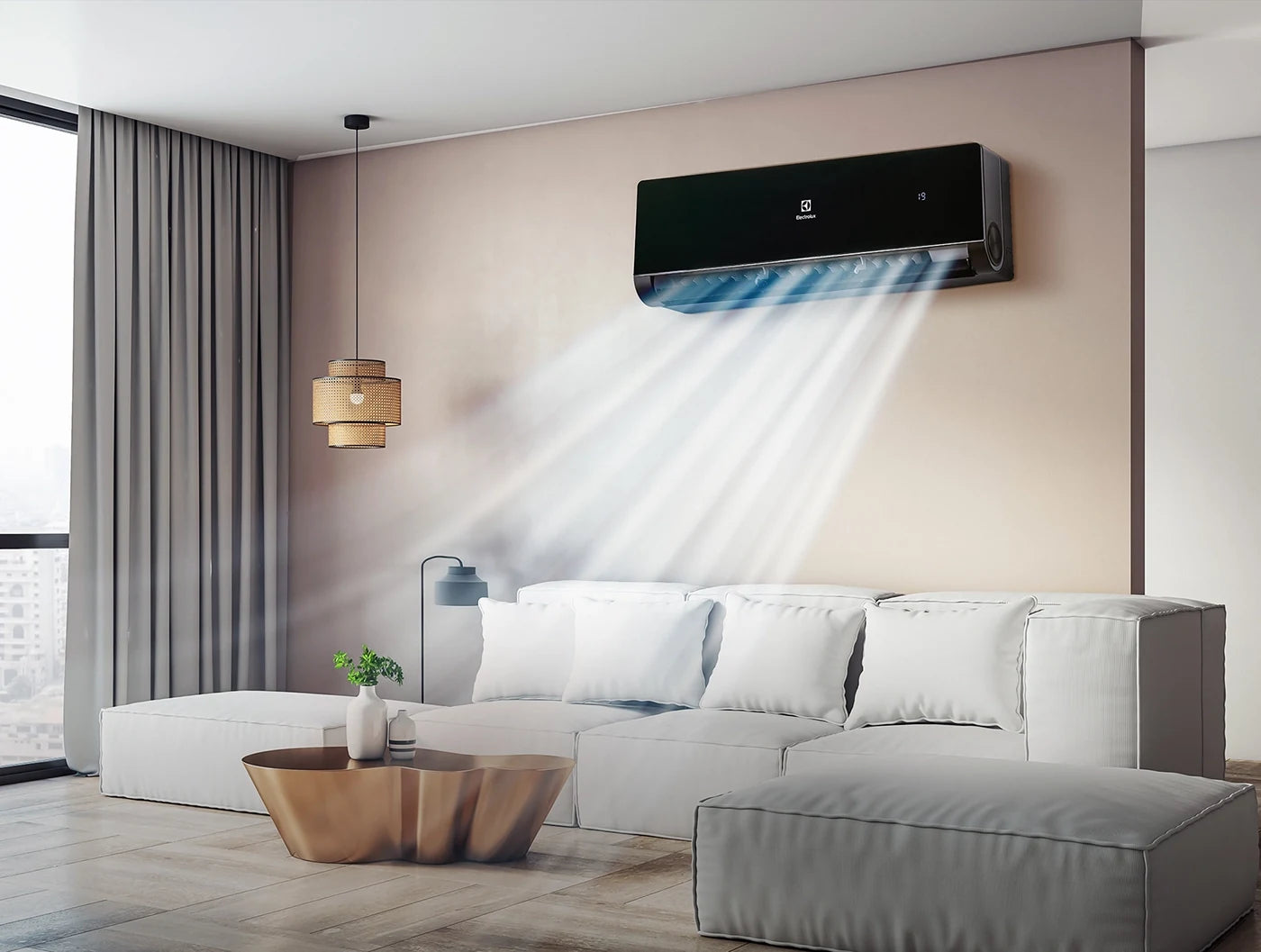 Electrolux Lux Air 12K 1 Ton T3 Inverter Split AC Heat & Cool - Black - bedroom airflow view