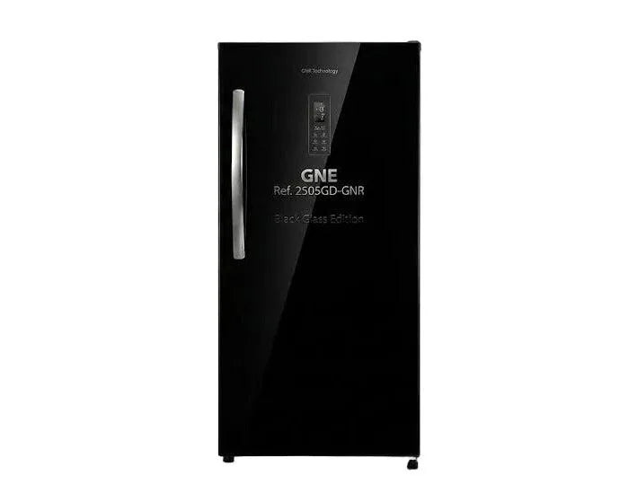 Gaba National GNR-2505 G.D Glass Single Door Refrigerator – Black – front view
