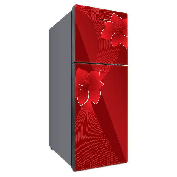 GREE Denali GR-D6460G 230L double-door refrigerator — floral finish view 3