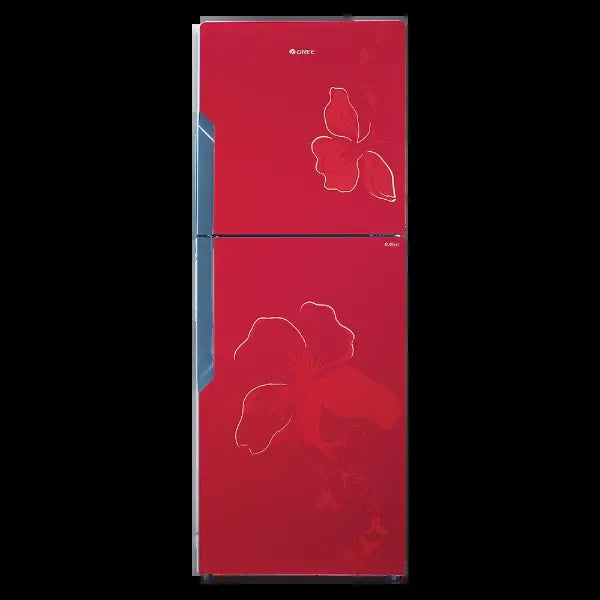 Gree GR-ES8768G Everest Glass Door Refrigerator 384 Litres – Red Floral – front view