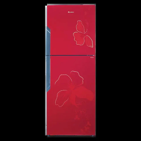 Gree GR-ES8768G Everest Glass Door Refrigerator 384 Litres – Red Floral – front view