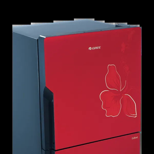 Gree GR-ES8768G Everest Glass Door Refrigerator 384 Litres – Red Floral – open view