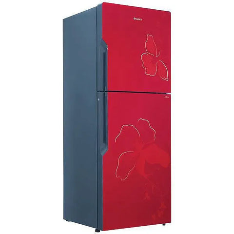 Gree GR-ES8890G Everest Glass Door Refrigerator 445 Litres – Red Floral – angle view