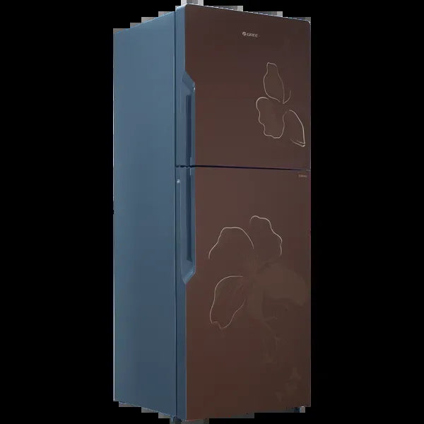 Gree GR-ES8890G Everest Glass Door Refrigerator 445 Litres – Brown Floral – angle view