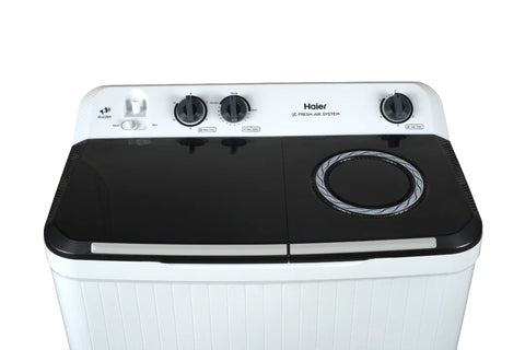 Haier HWM 100-1217 10KG Semi Automatic Twin Tub Washing Machine - top control panel view