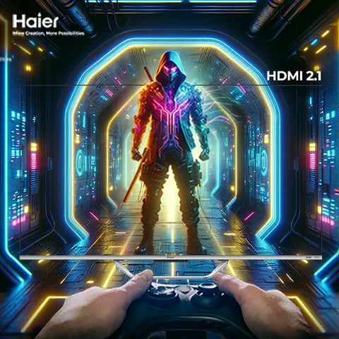 Haier 55" H55S80EUX QLED 4K Google TV ports view