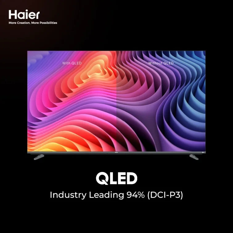 Haier 75" H75M80FUX QLED 4K Google TV lifestyle view