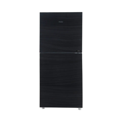 Haier HRF-216EPB E-Star Glass Door Refrigerator – Black Glass front view