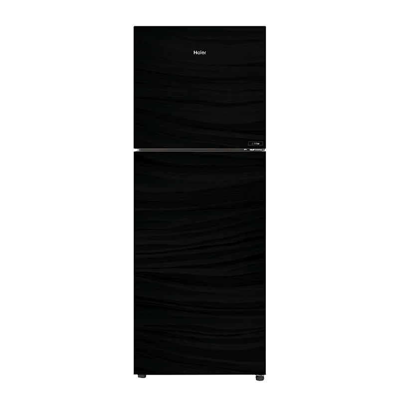 Haier HRF-246EPB E-Star Glass Door Refrigerator – Black Glass front view