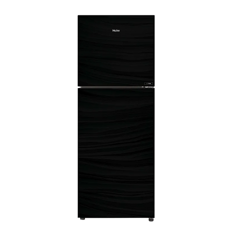 Haier HRF-246EPB E-Star Glass Door Refrigerator – Black Glass front view