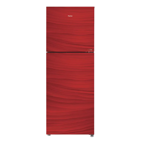 Haier HRF-246EPR E-Star Glass Door Refrigerator – Red Glass front view
