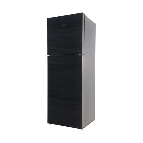 Haier HRF-276EPB E-Star Glass Door Refrigerator – Black Glass angle view