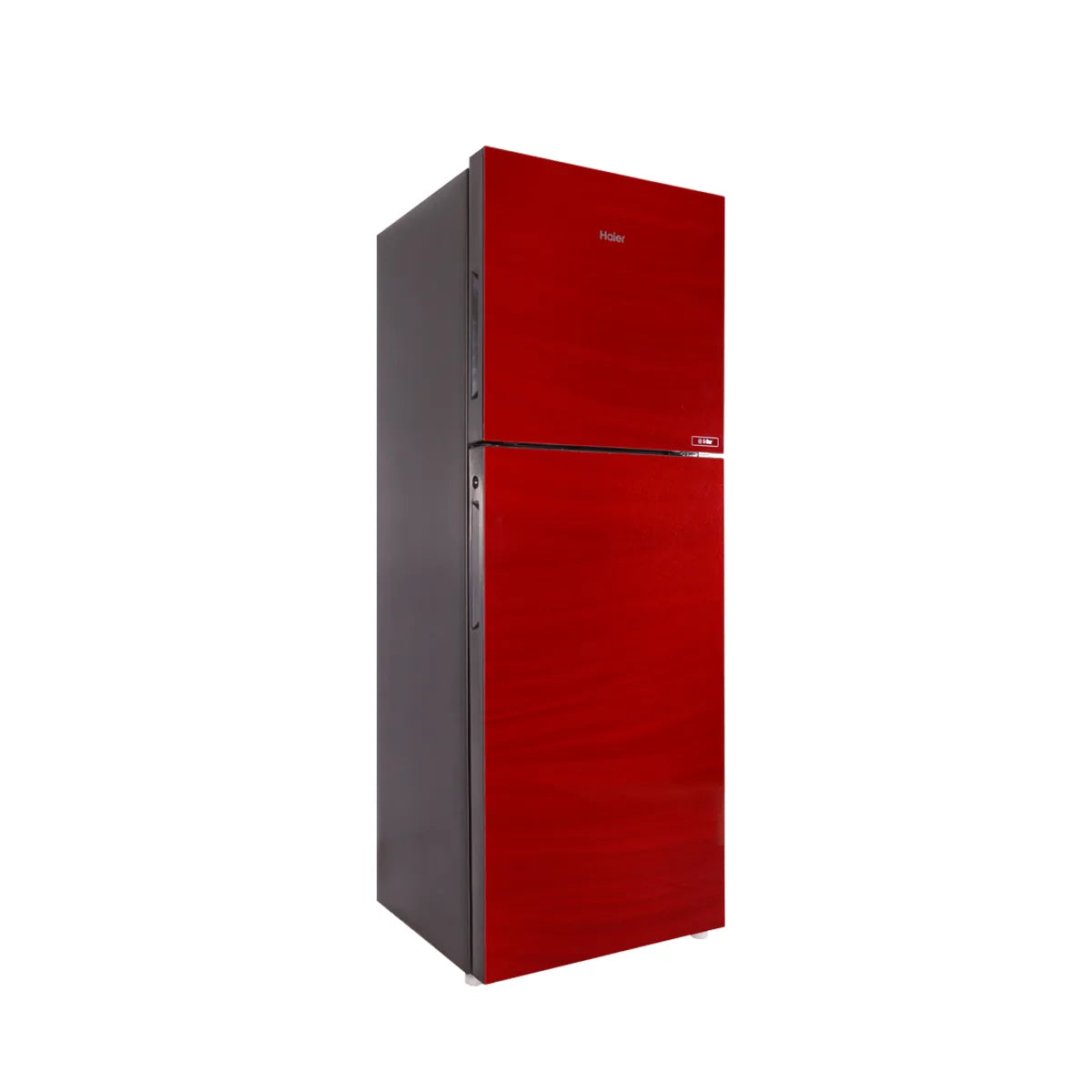 Haier HRF-276EPR E-Star Glass Door Refrigerator – Red Glass angle view