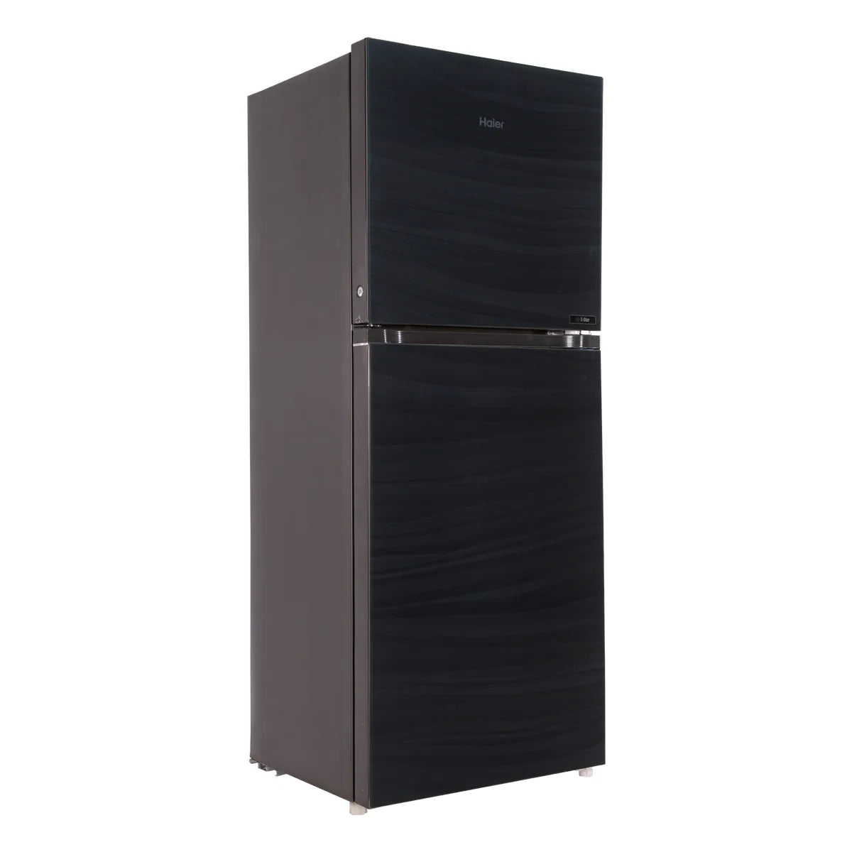 Haier HRF-438EPB E-Star Glass Door Refrigerator – Black Glass angle view