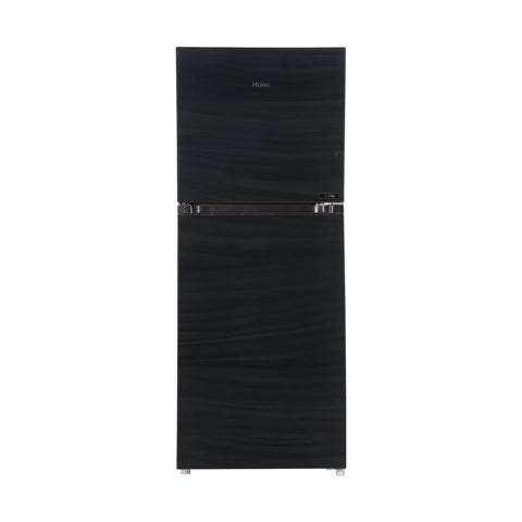 Haier HRF-438EPB E-Star Glass Door Refrigerator – Black Glass front view