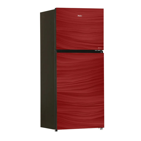 Haier HRF-538EPR E-Star Glass Door Refrigerator – Red Glass angle view